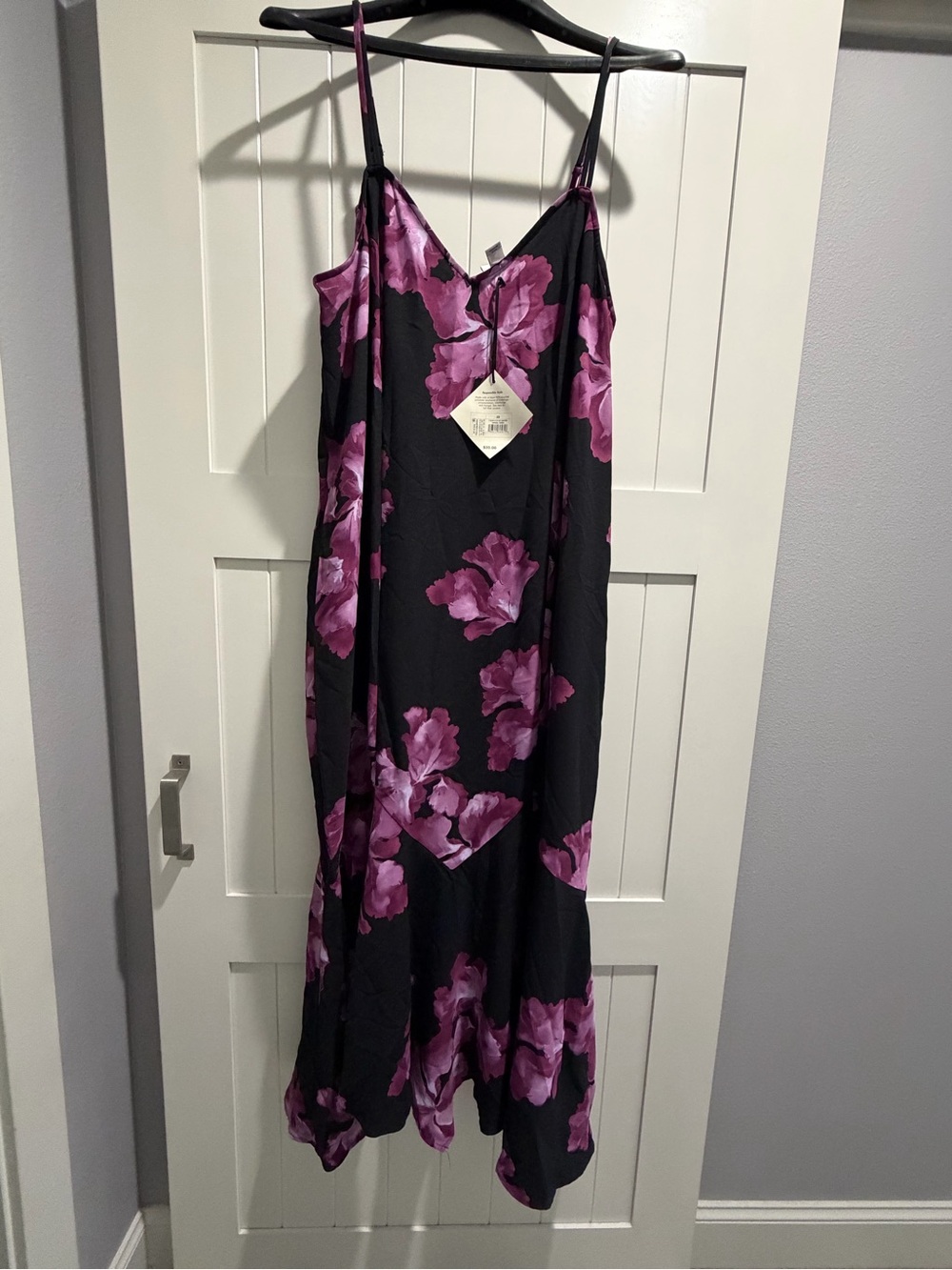 Ava & Viv Black Slip Maxi Dress with Magenta Floral Print